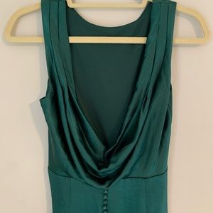 Green cowl back formal maxi dress